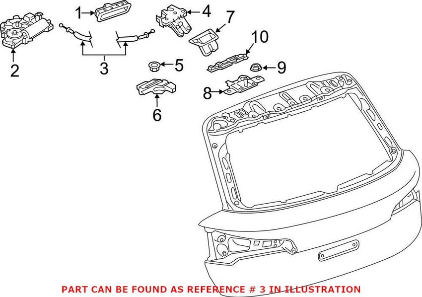 Audi Deck Lid Release Cable 80A827535